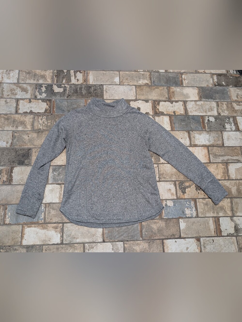 Tek Gear Heather Gray Mock Neck Fleece Tunic Pullover Sweatshirt - Women's Large